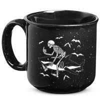 Scary Skeleton Riding Shark 15oz Campfire Ceramic Mug