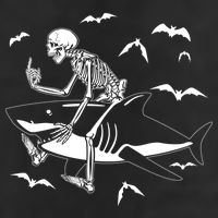 Scary Skeleton Riding Shark 15oz Campfire Ceramic Mug