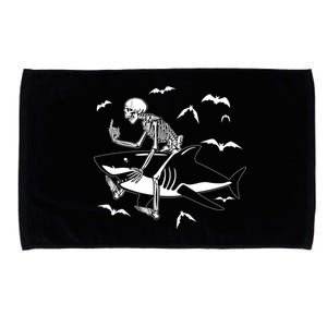 Scary Skeleton Riding Shark Microfiber Hand Towel