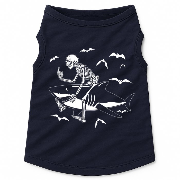 Scary Skeleton Riding Shark Doggie Tank