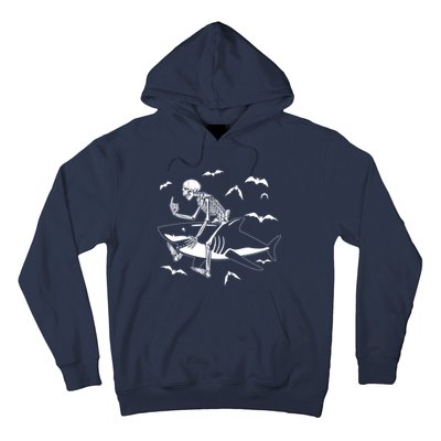 Scary Skeleton Riding Shark Hoodie