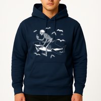Scary Skeleton Riding Shark Hoodie