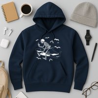 Scary Skeleton Riding Shark Hoodie