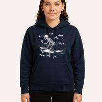 Scary Skeleton Riding Shark Hoodie