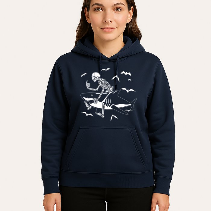 Scary Skeleton Riding Shark Hoodie