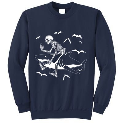 Scary Skeleton Riding Shark Sweatshirt