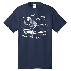 Scary Skeleton Riding Shark Tall T-Shirt