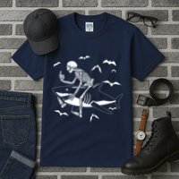 Scary Skeleton Riding Shark Tall T-Shirt