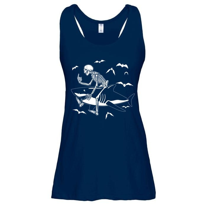 Scary Skeleton Riding Shark Ladies Essential Flowy Tank