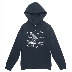 Scary Skeleton Riding Shark Urban Pullover Hoodie