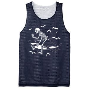 Scary Skeleton Riding Shark Mesh Reversible Basketball Jersey Tank