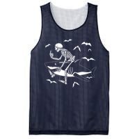 Scary Skeleton Riding Shark Mesh Reversible Basketball Jersey Tank