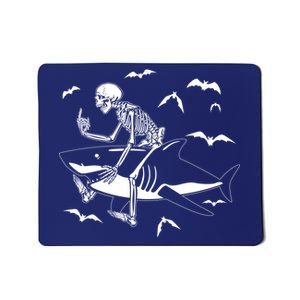 Scary Skeleton Riding Shark Mousepad