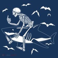 Scary Skeleton Riding Shark Cooling Performance Long Sleeve Crew