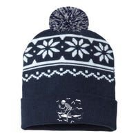 Scary Skeleton Riding Shark USA-Made Snowflake Beanie