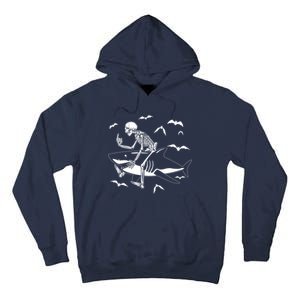 Scary Skeleton Riding Shark Tall Hoodie