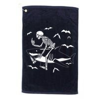 Scary Skeleton Riding Shark Platinum Collection Golf Towel