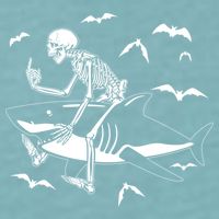 Scary Skeleton Riding Shark Sueded Cloud Jersey T-Shirt