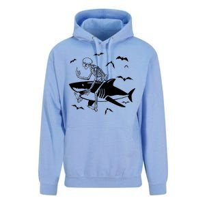 Scary Skeleton Riding Shark Unisex Surf Hoodie