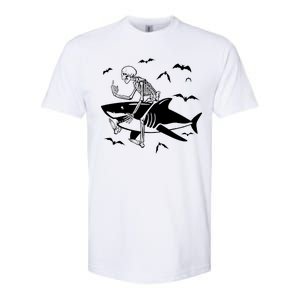 Scary Skeleton Riding Shark Softstyle CVC T-Shirt