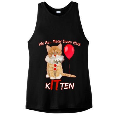 Scary We All Meow Down Here Clown Cat Kitten Ladies PosiCharge Tri-Blend Wicking Tank