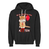 Scary We All Meow Down Here Clown Cat Kitten Garment-Dyed Fleece Hoodie