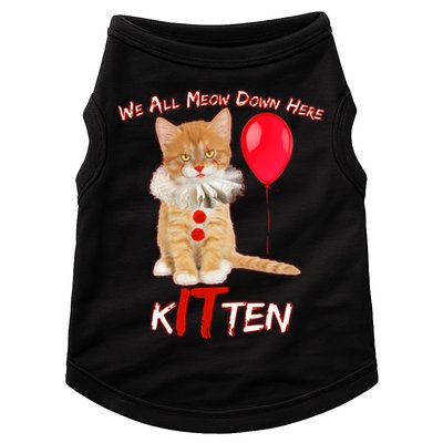 Scary We All Meow Down Here Clown Cat Kitten Doggie Tank