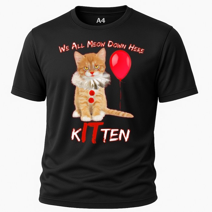 Scary We All Meow Down Here Clown Cat Kitten Performance Shirt