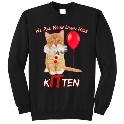 Scary We All Meow Down Here Clown Cat Kitten Sweatshirt