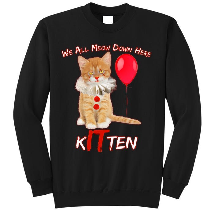 Scary We All Meow Down Here Clown Cat Kitten Sweatshirt