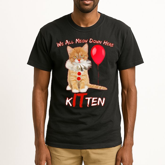 Scary We All Meow Down Here Clown Cat Kitten Tall T-Shirt