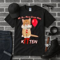 Scary We All Meow Down Here Clown Cat Kitten Tall T-Shirt