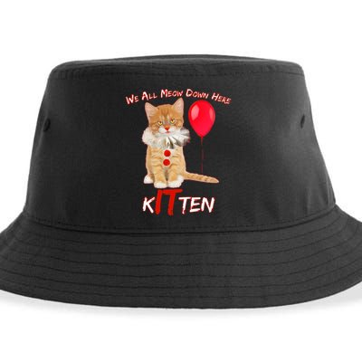 Scary We All Meow Down Here Clown Cat Kitten Sustainable Bucket Hat