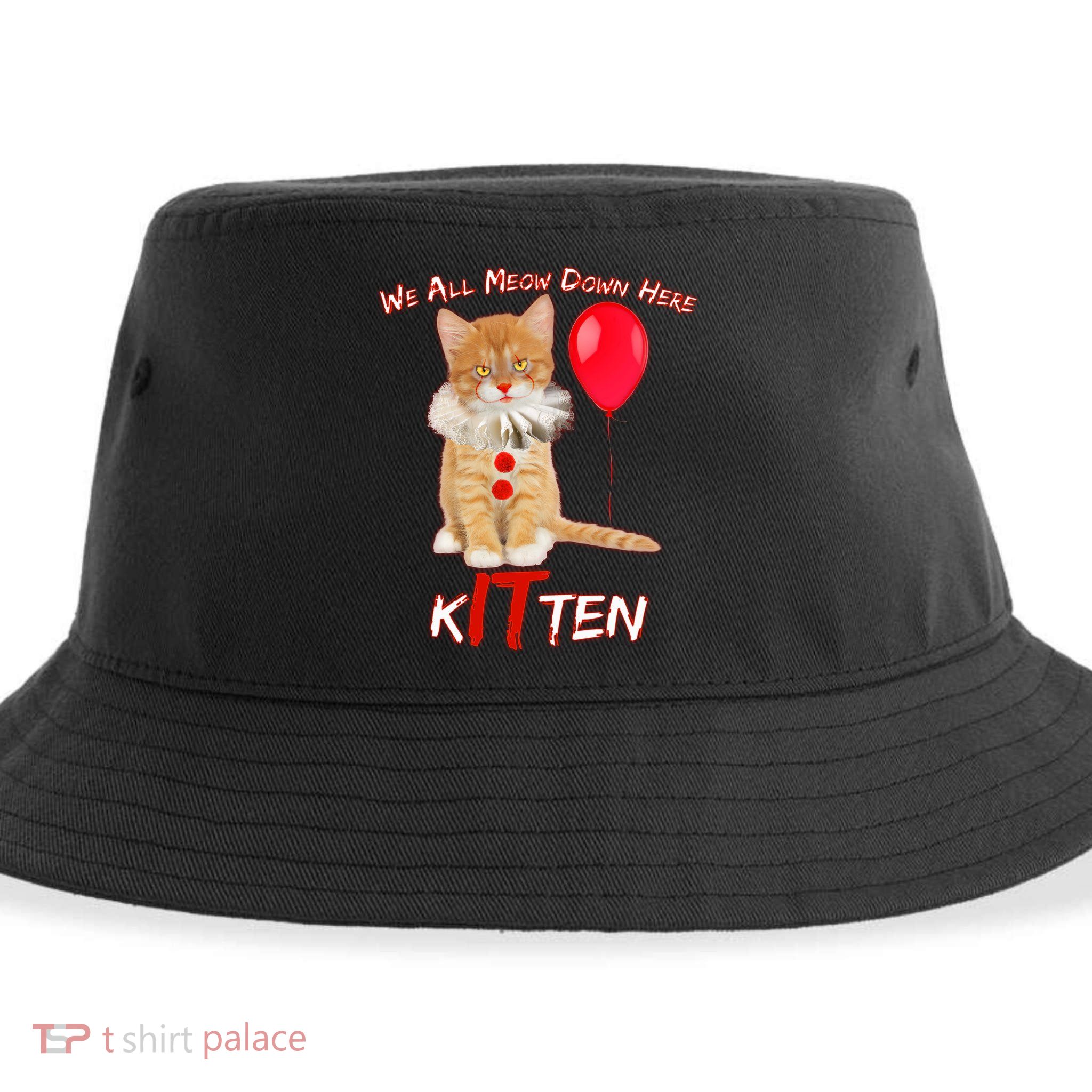 Scary We All Meow Down Here Clown Cat Kitten Sustainable Bucket Hat