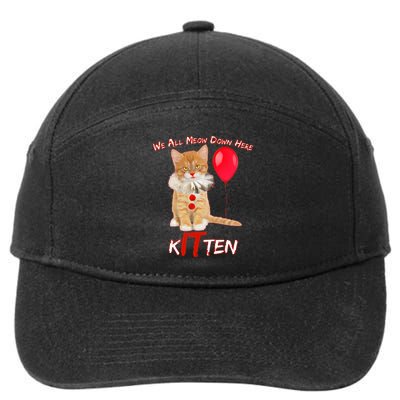 Scary We All Meow Down Here Clown Cat Kitten 7-Panel Snapback Hat