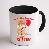 Scary We All Meow Down Here Clown Cat Kitten Mug