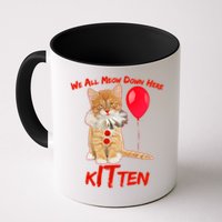 Scary We All Meow Down Here Clown Cat Kitten Mug