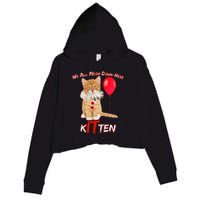 Scary We All Meow Down Here Clown Cat Kitten Crop Fleece Hoodie