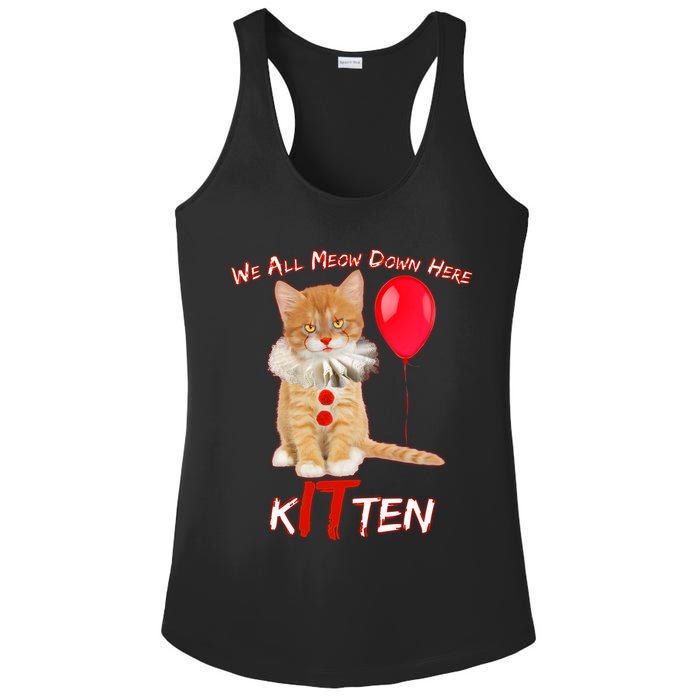 Scary We All Meow Down Here Clown Cat Kitten Ladies PosiCharge Competitor Racerback Tank