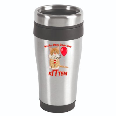 Scary We All Meow Down Here Clown Cat Kitten 16oz Travel Tumbler