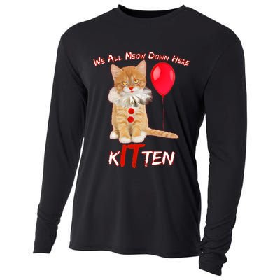 Scary We All Meow Down Here Clown Cat Kitten Cooling Performance Long Sleeve Crew