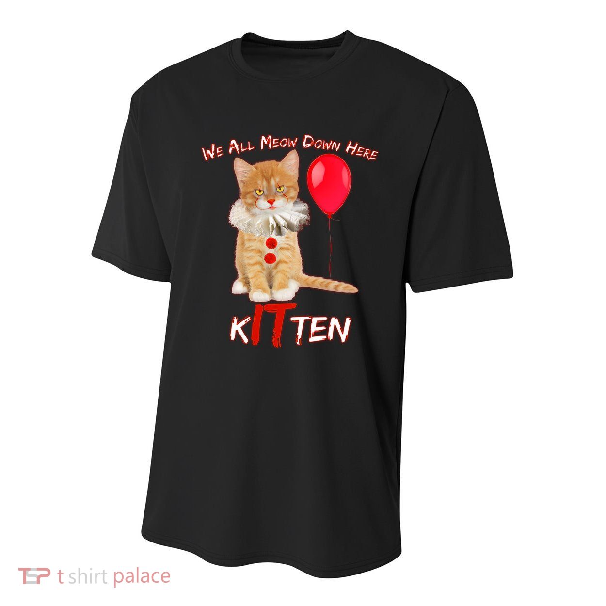 Scary We All Meow Down Here Clown Cat Kitten Youth Performance Sprint T-Shirt