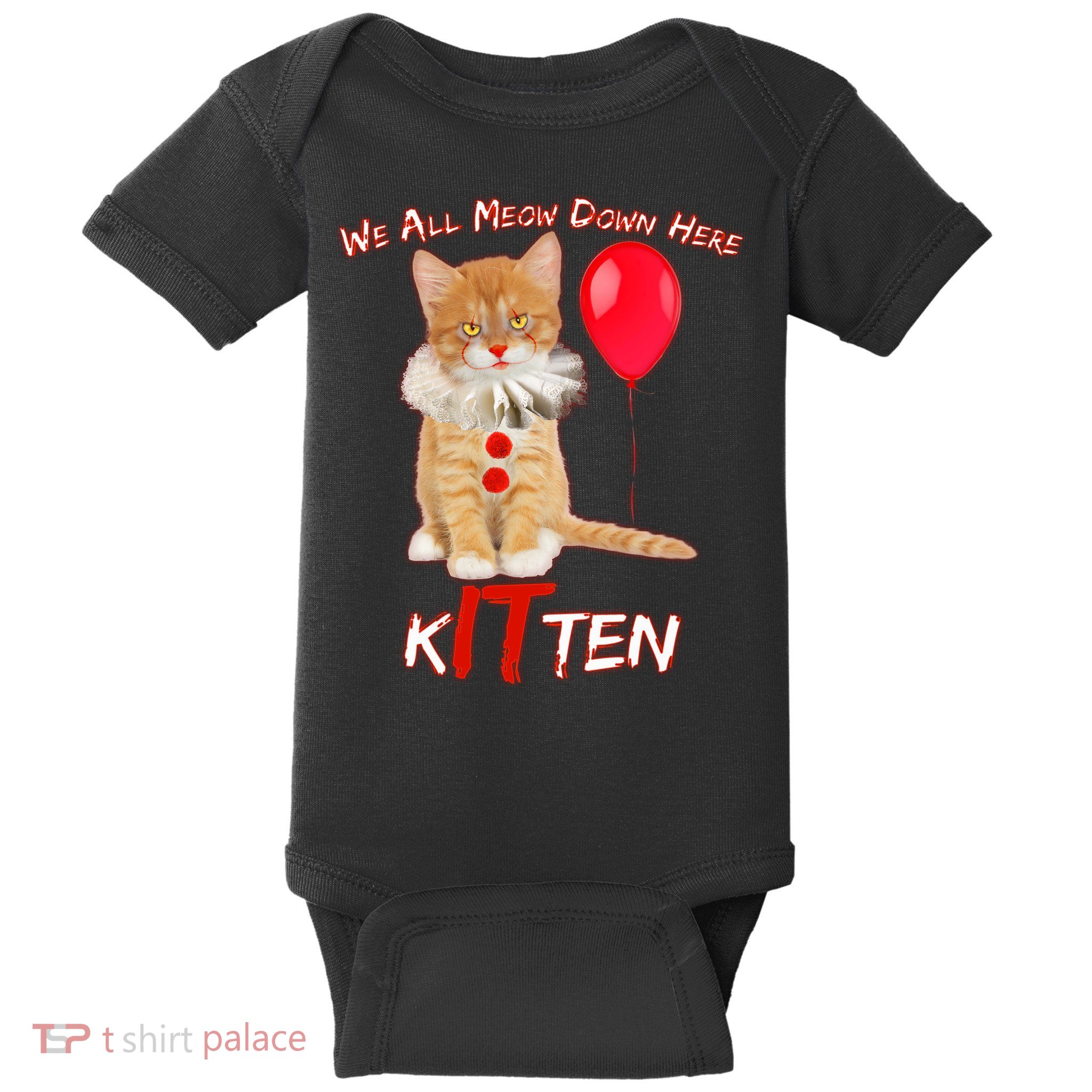 Scary We All Meow Down Here Clown Cat Kitten Baby Bodysuit