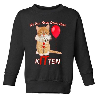 Scary We All Meow Down Here Clown Cat Kitten Toddler Sweatshirt