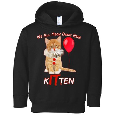 Scary We All Meow Down Here Clown Cat Kitten Toddler Hoodie