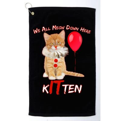 Scary We All Meow Down Here Clown Cat Kitten Golf Towel