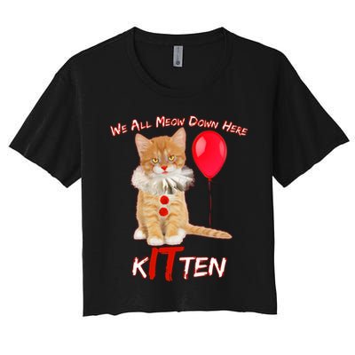 Scary We All Meow Down Here Clown Cat Kitten Crop Top