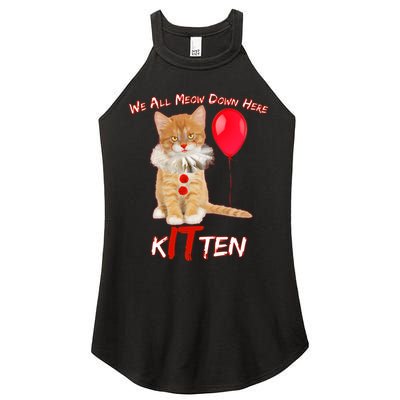 Scary We All Meow Down Here Clown Cat Kitten Women's Perfect Tri Rocker Tank