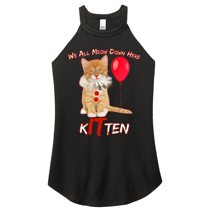 Scary We All Meow Down Here Clown Cat Kitten Women's Perfect Tri Rocker Tank