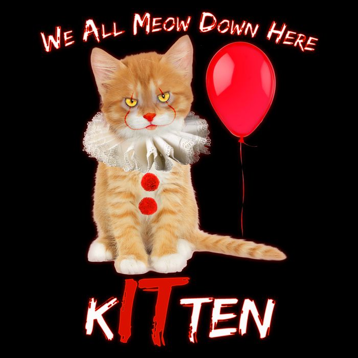 Scary We All Meow Down Here Clown Cat Kitten Women's V-Neck T-Shirt